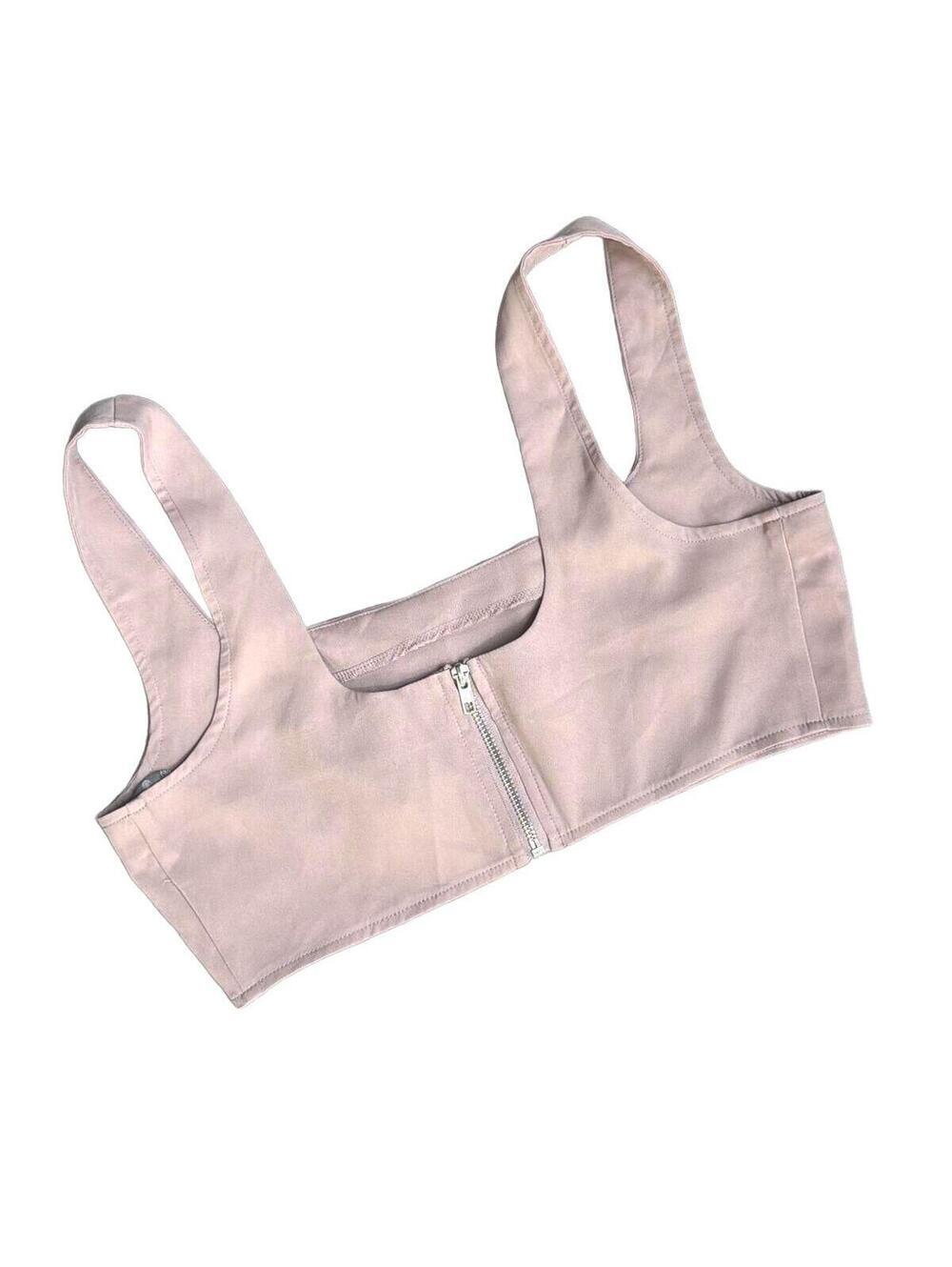 MISGUIDED Taupe Crop Top NWT Minimalist Y2K Bralette Tank - Picture 2 of 5